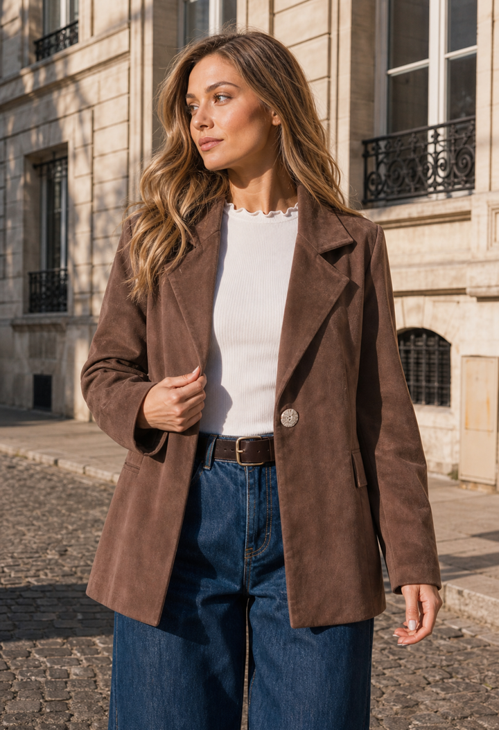 Faux Suede Blazer