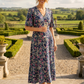 Pretty Floral Print V-Neck Midi Dress