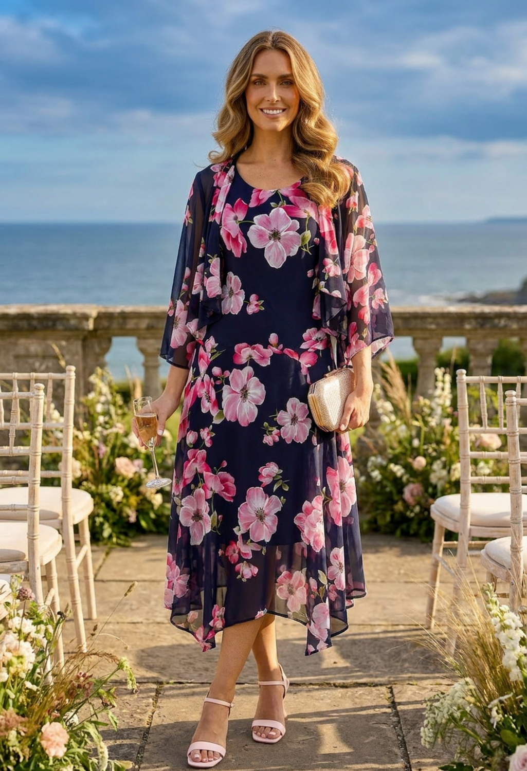 2 Piece Floral Midi Dress