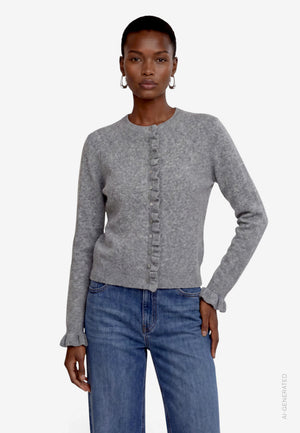 Frill Detail Knit Cardigan