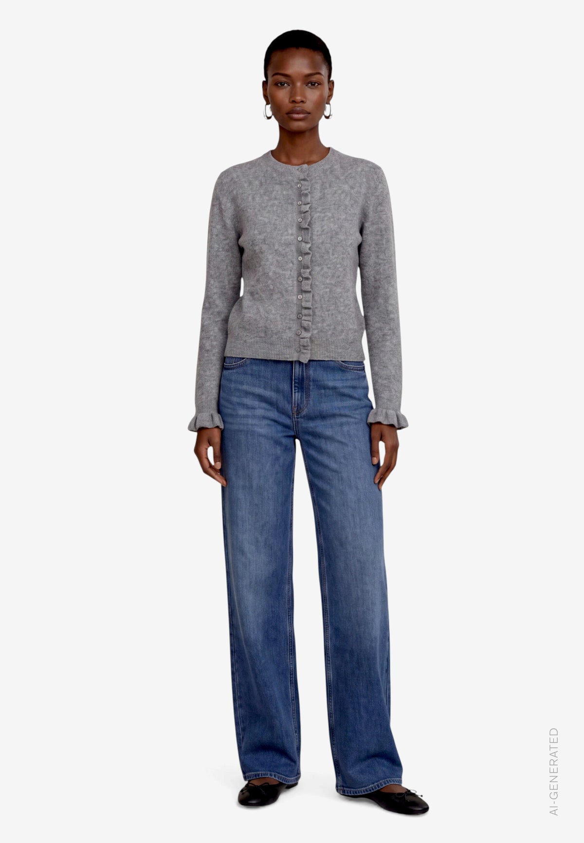 Frill Detail Knit Cardigan